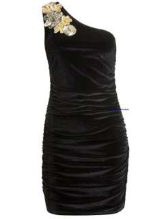 Arden B Black One Shoulder Embellished Dress Small  