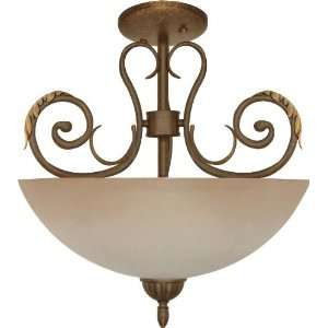  Nuvo 60/1138 Semi Flush Dome with Amber Veil Glass, Dune 