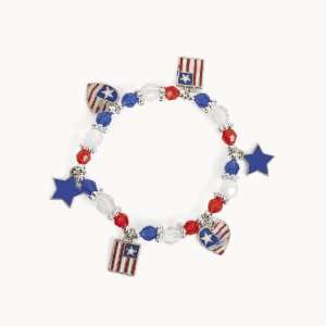  Beaded Patriotic Charm Bracelet Craft Kit (1 dz) Toys 