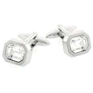 Eye popping cut cornered cufflinks set with a clear crystal with 