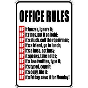  (Misc66) Office Rules Humorous Novelty Parking Sign 9x12 