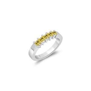  0.50 Cts Yellow Sapphire Five Stone Wedding Band in 14K 