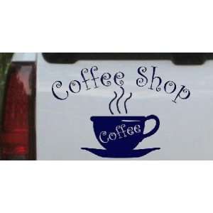 Coffee Shop Cup Business Car Window Wall Laptop Decal Sticker    Navy 