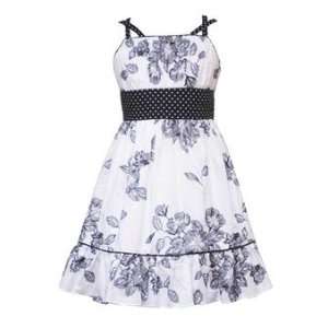   White Dress with Black Flower Print Size 10 
