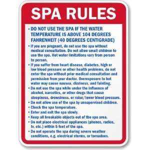  Spa Rules Diamond Grade Sign, 24 x 18