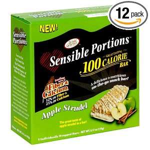 Sensible Portions 100 Calorie Bars, Apple Strudel, 5 Count Boxes of 1 