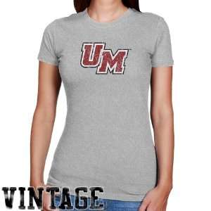  NCAA UMass Minutemen Ladies Ash Distressed Logo Vintage 
