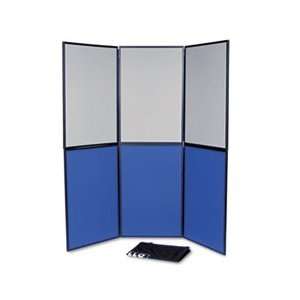  ShowIt Six Panel Display System, Fabric, Blue/Gray, Black 