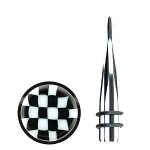   Checkerboard Acrylic Hole Tapers 10G Gauge (2 Pack) 