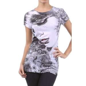   graphic print Sequined Sublimation Womans Top S#1211 