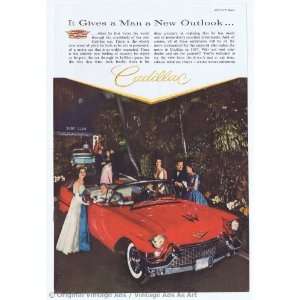  1957 Cadillac Convertible Red, Surf Club Ball Vintage Ad 