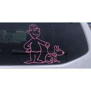 Pink 12in X 12.2in    Man and Dog Stick Family Car Window Wall Laptop 