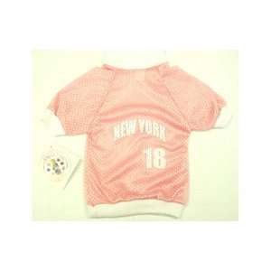   New York #18 Baseball Dog Jersey (Pink, Small)
