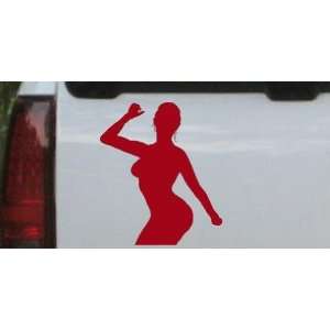 Sexy Dancer Silhouettes Car Window Wall Laptop Decal Sticker    Red 
