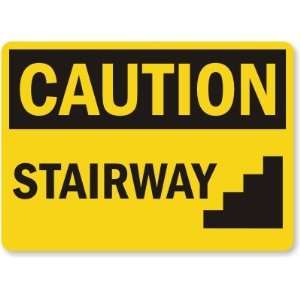  Caution Stairway (with graphic) Aluminum Sign, 14 x 10 
