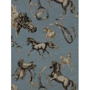  Scalamandre Giddyup   Saddle Browns On Blue Fabric Arts 