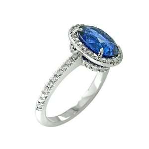  3.57 ct Sapphire & Diamond Cocktail Ring Platinum Jewelry