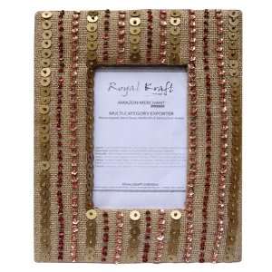  Handmade Cotton & Jute Picture Frame With Beads & Sequins 