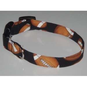  Footballs on Black Dog Collar X Large 1 