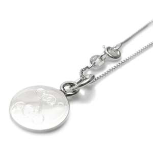 Sterling Silver Engraved Round Pendant w/ Necklace 1133  