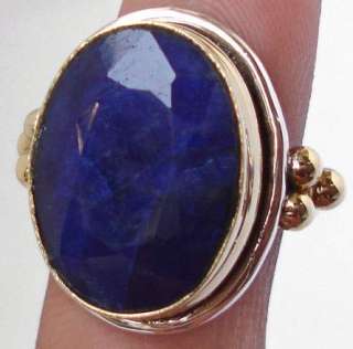 size 8 1/2 RARE VICTORIAN BLUE SAPPHIRE ROSE GOLD 925 STERLING SILVER 