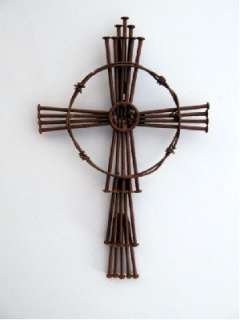 New Rustic Metal Nails Wire Jesus Cross Wall Hanging Christian Decor 