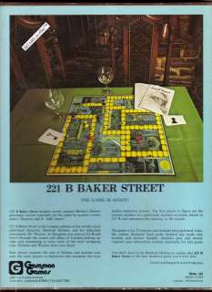 1975 221B BAKER STREET BOOKSHELF GAME, SHERLOCK HOLMES BOARD GAME 