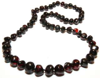 Genuine Baltic Amber Beads Necklace Dark Cherry Color ~46 cm/18.1 in 