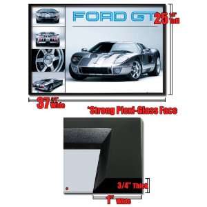  Framed Ford Gt Sports Race Car Poster Silver Fr33400