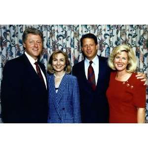 Pres. Bill Clinton & VP Al Gore with Wives 8x12 Silver 