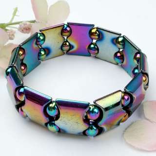 Colorful Magnetic Hematite Beads Bangle Bracelet 1PC  
