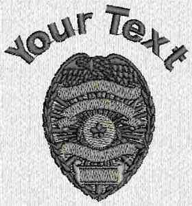 Custom embroidered Police Officer badge T shirt & Text  