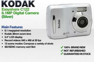 Kodak Easyshare C122 (Silver) 8.1MP 2.4 LCD Digital Camera 