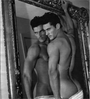 beautiful paintingsexy man standing in front of mirror  