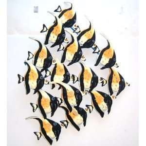  3D SCHOOL OF 15 MOORISH IDOL FISH WALL SCULPTURE