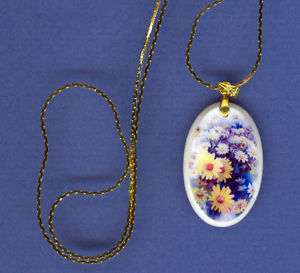 Necklace, free chain, Wildflower ART, Daisy softness, Hand made in the 