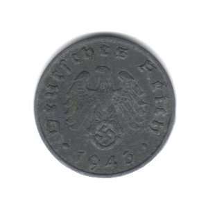  1943 F Germany Third Reich 1 Reichspfennig Coin KM#97 