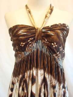 New Womens Brown Halter Strap Prom Smocked Long Maxi Dress XL XXL 3XL 