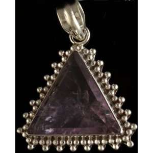  Faceted Amethyst Yoni Pendant   Sterling Silver 