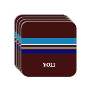 Personal Name Gift   YOLI Set of 4 Mini Mousepad Coasters (blue 