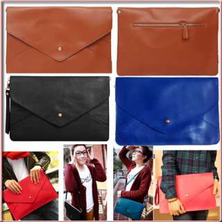 Oversized Envelope Purse Clutch Leather Shoulder Hand Bag Messenger 