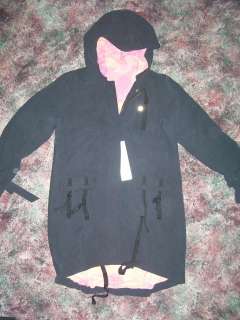  Womens M Medium Fila black 100% silk zip up hoodie lined long jacket