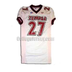  White No. 27 Game Used Temple Russell Football Jersey 