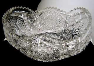 Antique American Brilliant Cut Glass Oblong Bowl 11 Dazzling  