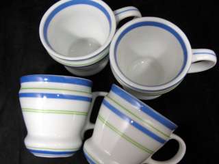 Starbucks Demitasse Blue Striped Cups Lot x 4 Teacups  