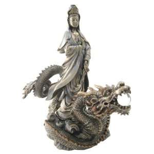  Kuan yin on Dragon Statue Kwan Kannon Guanyin