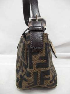 Fendi Brown/Black Monogram Leather Strap Small Bag W/Silver Hardware 