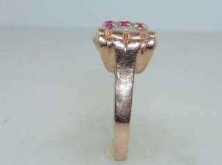 ART DECO 14K SOLID ROSE GOLD 4+ CT BLUE ZIRCON PINK SAPPHIRE RING 