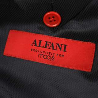 ALFANI Mens Two Button Tailored Fit Black/White Suit 44L  