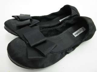 ZIGI SOHO Black Satin Bow Detail Flats Shoes Sz 8  